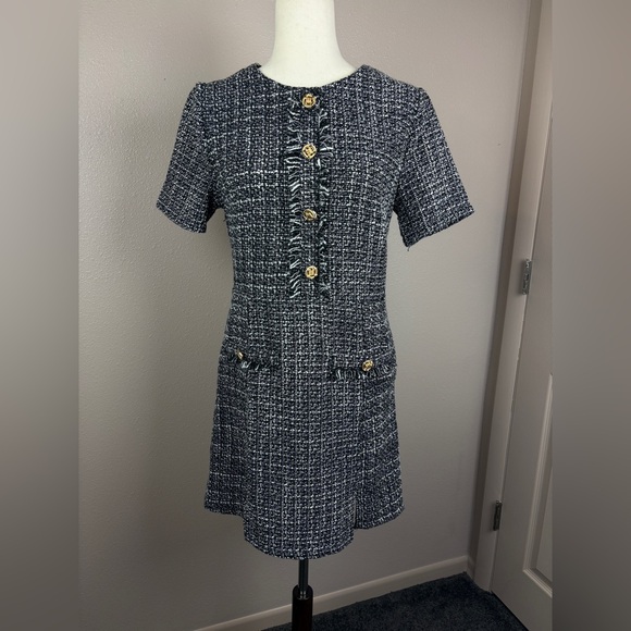 BeBop Dresses & Skirts - BeBop Monochrome Tweed Dress with Gold Accents size Small
